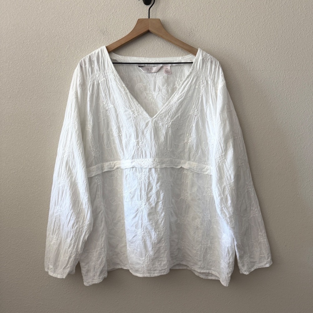 ALC WOMAN Womens Top Boho Cottagecore Coastal Embroidered Sequin 2X